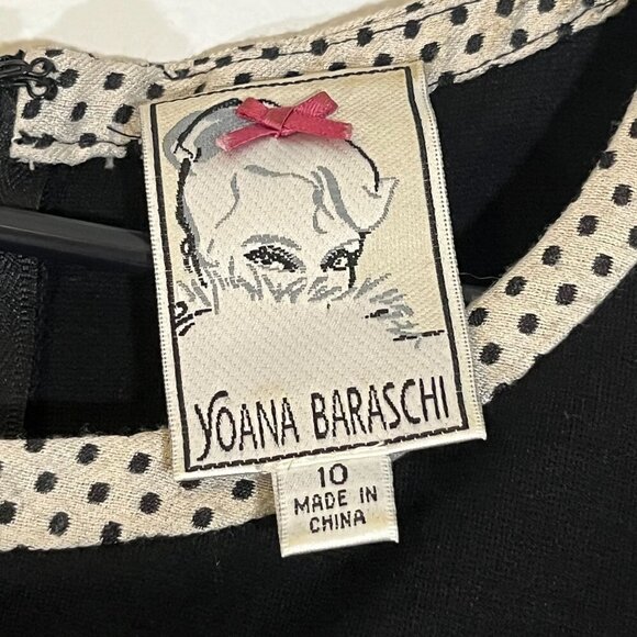 Anthropologie Yoana Baraschi Colorblock Polka Dot Sleeveless Dress Black Tan 10 - Picture 5 of 9